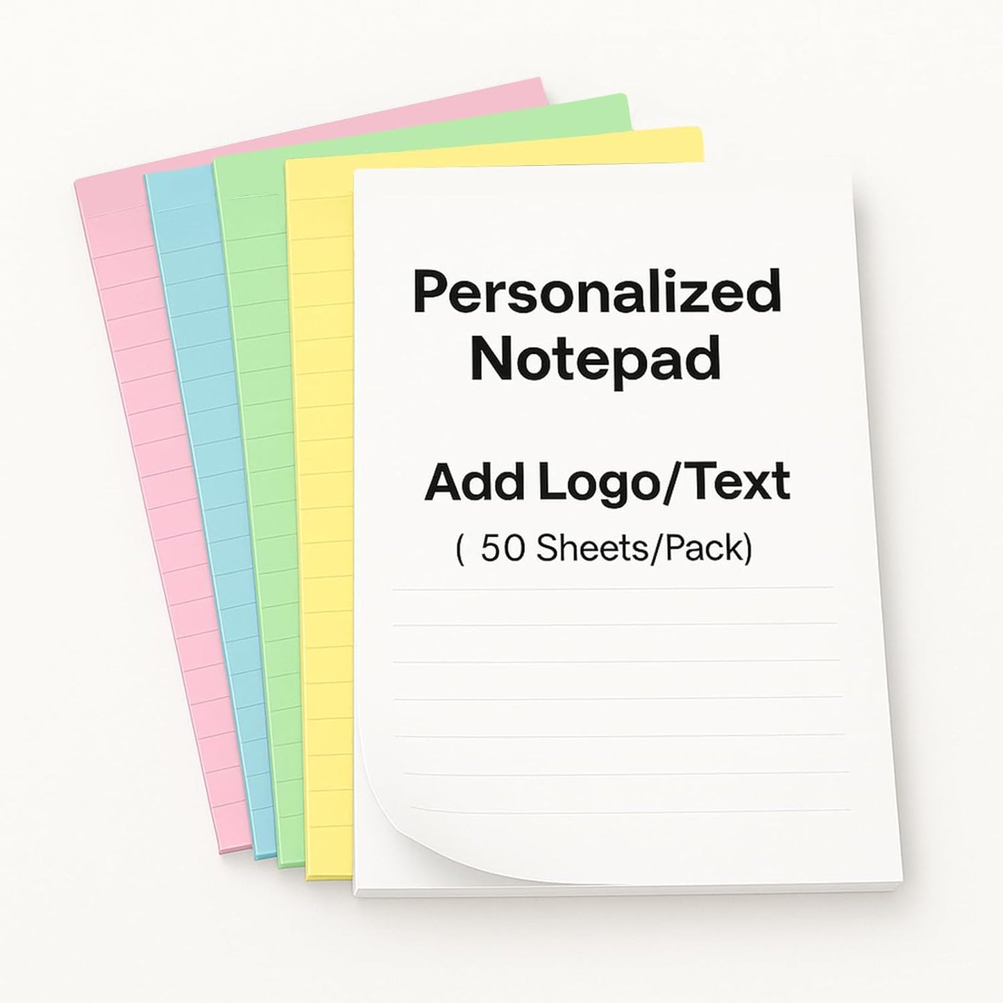 10"C1000 Pack Personalized Notepads Bulk - Custom Notepad with Logo & Text 4.25x5.5 50 Sheets Pads for Office Business Classroom