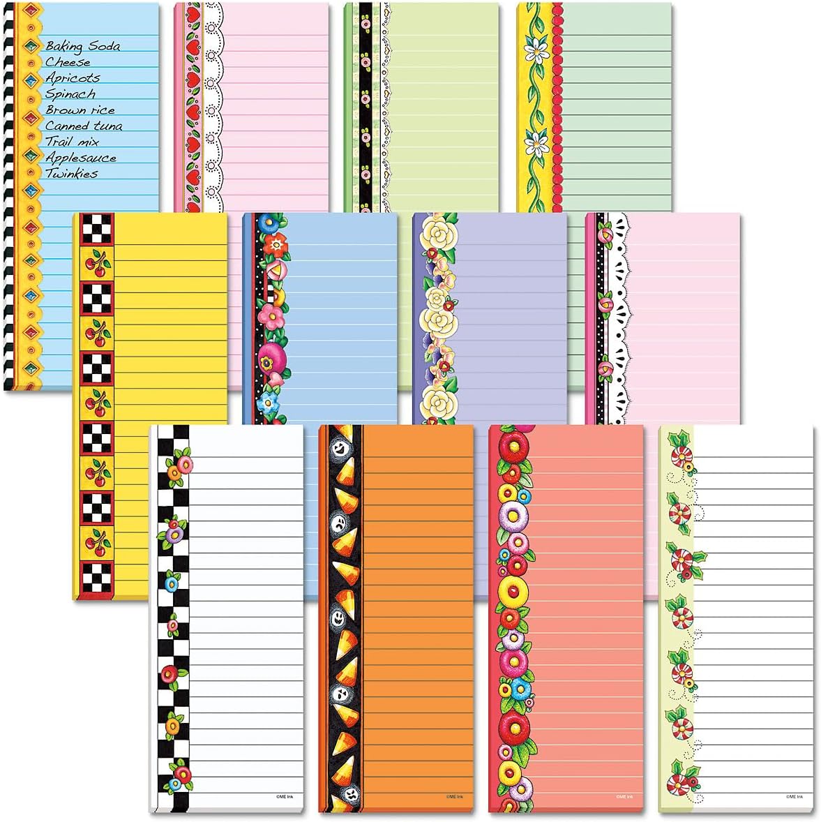 Current Seasonal Birds Magnetic Notepad Set of 12 Mini Memo Pads, 12 Designs, 30-Sheet Pads, 2x6 Inches
