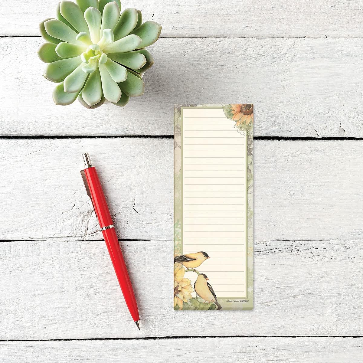 Current Seasonal Birds Magnetic Notepad Set of 12 Mini Memo Pads, 12 Designs, 30-Sheet Pads, 2x6 Inches