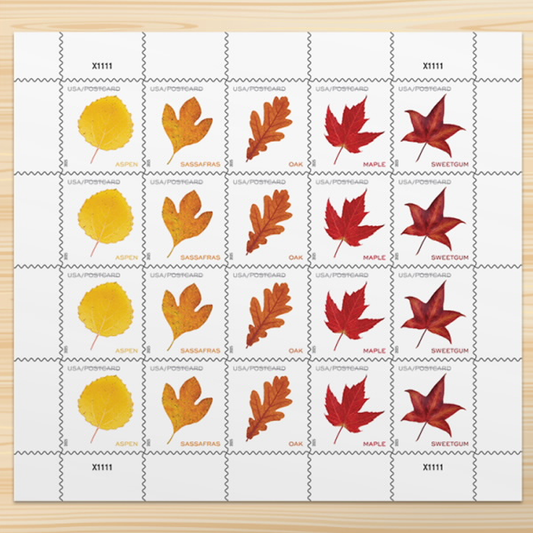 2025 Vibrant Leavea Postcard Forever First Class Postage Stamps (For Postcard Only)
