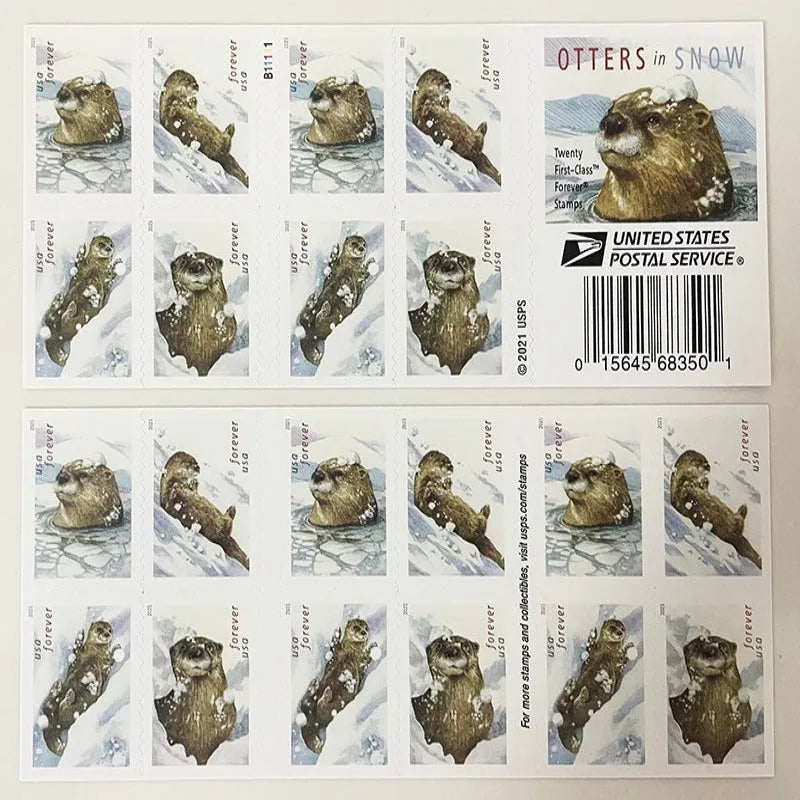 2021 Otters in Snow Forever First Class Postage Stamps