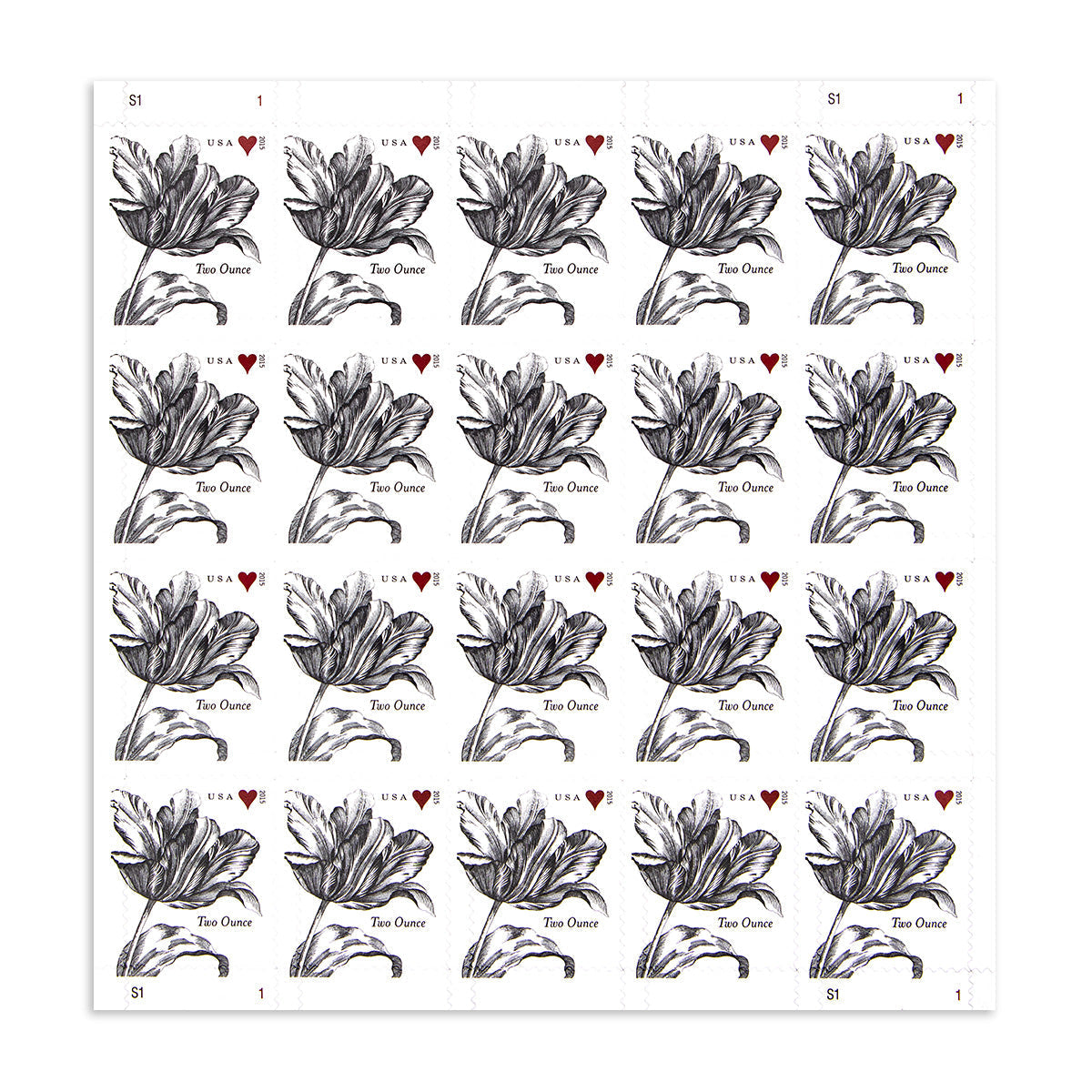 2015 Wedding Series: Vintage Tulip Two Ounce First Class Postage Stamps
