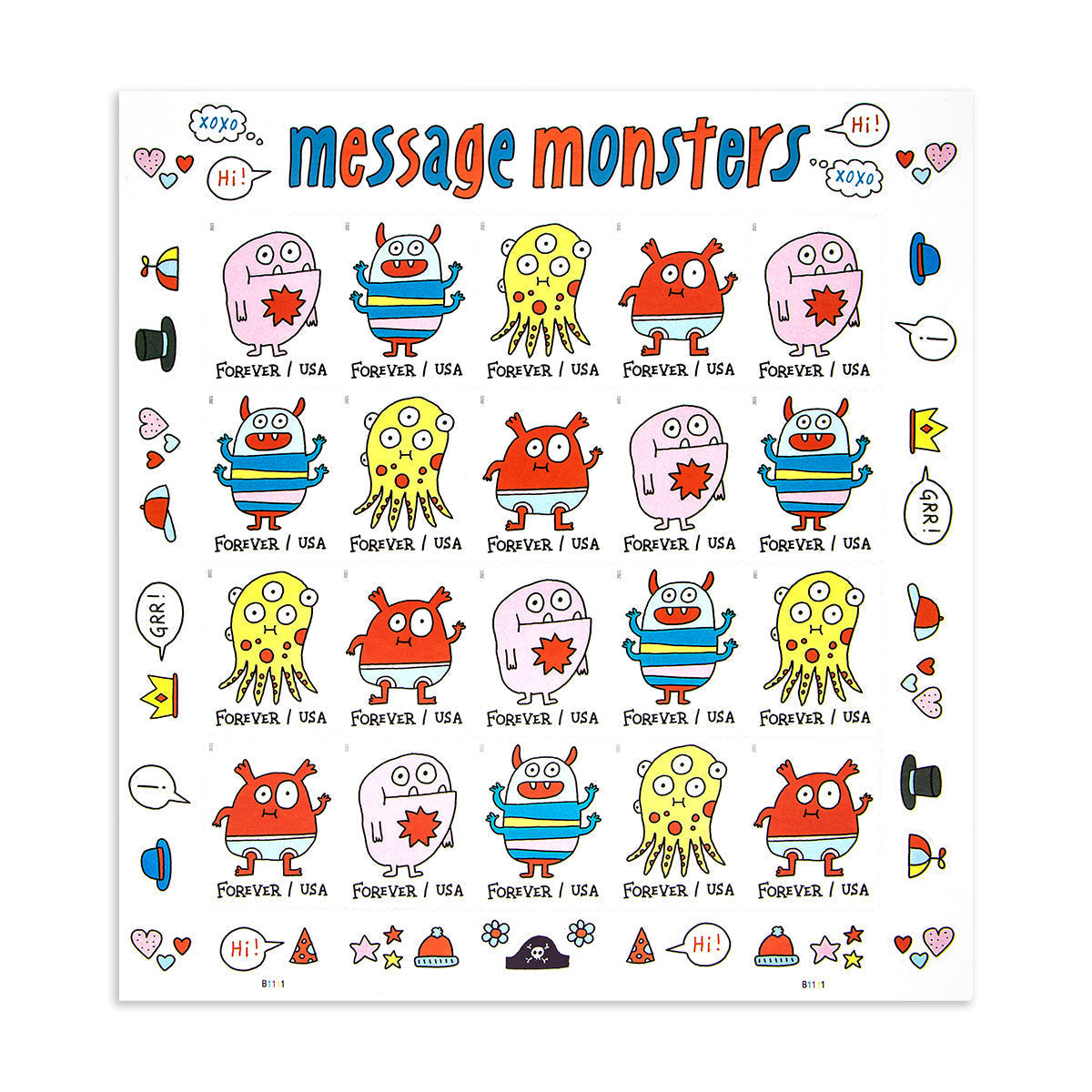 2021 Message Monsters Forever First Class Postage Stamps