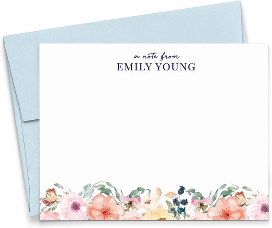 Personalized Floral Stationery Set, Personalized stationary for Women