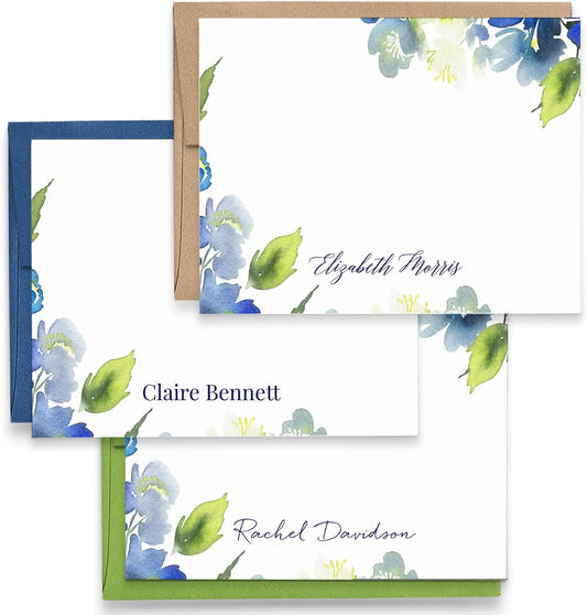 Personalized Floral Stationary with Envelopes Watercolor Floral Stationery Set for Women