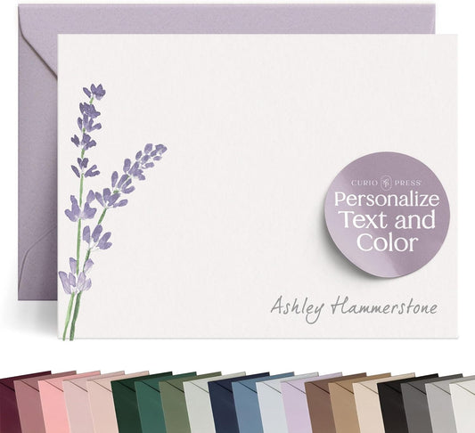Custom NoteCards Flat Note Cards Stationery Set, Personalized Note Cards