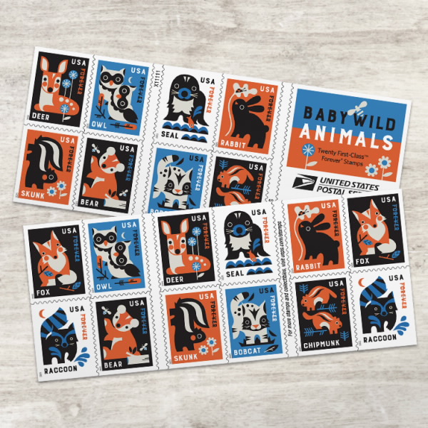 2025 Baby Wild Animals  Forever First Class Postage Stamps